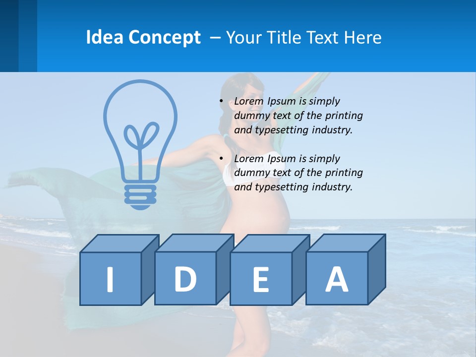 A Pregnant Woman In A Bikini Standing On The Beach PowerPoint Template