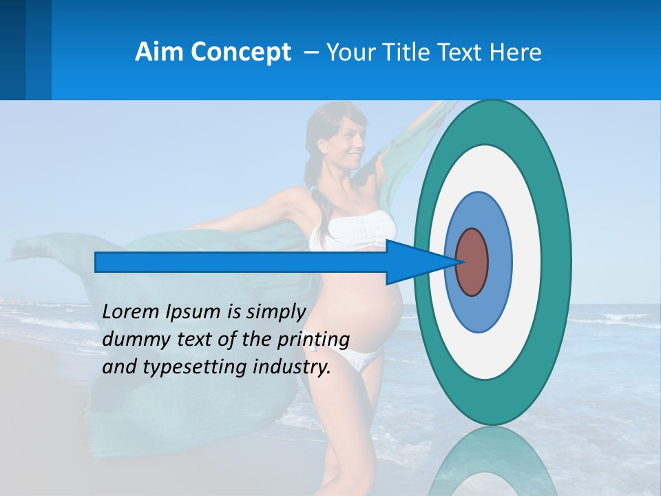 A Pregnant Woman In A Bikini Standing On The Beach PowerPoint Template
