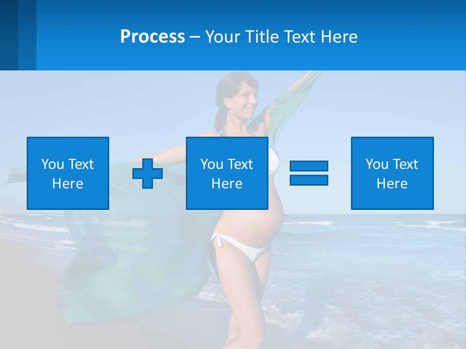 A Pregnant Woman In A Bikini Standing On The Beach PowerPoint Template