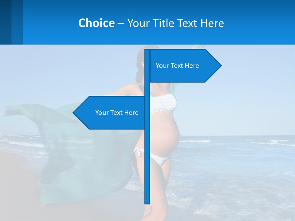 A Pregnant Woman In A Bikini Standing On The Beach PowerPoint Template