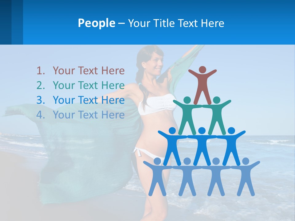 A Pregnant Woman In A Bikini Standing On The Beach PowerPoint Template