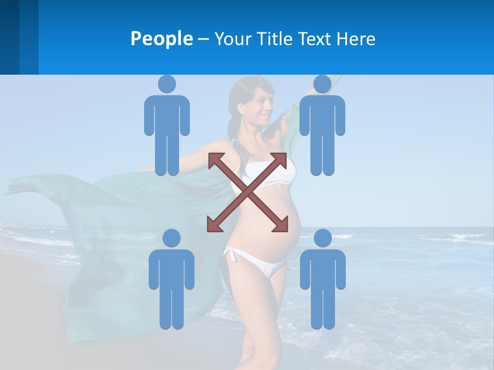 A Pregnant Woman In A Bikini Standing On The Beach PowerPoint Template