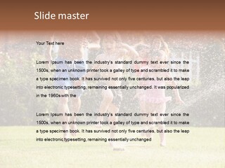 A Group Of Kids Playing In A Sprinkle Of Water PowerPoint Template