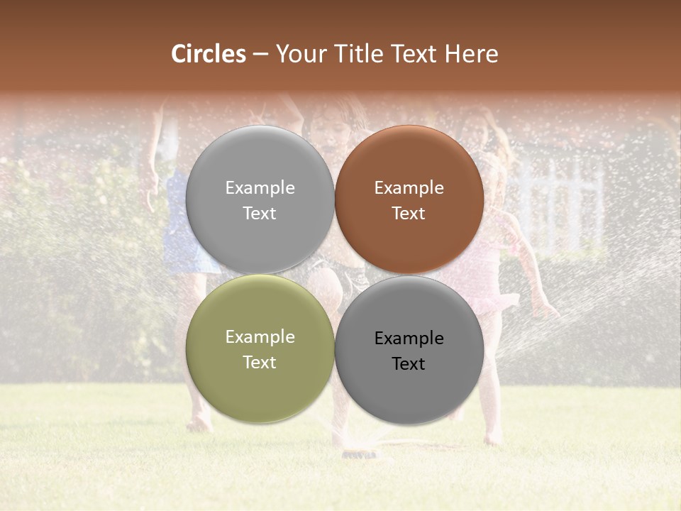 A Group Of Kids Playing In A Sprinkle Of Water PowerPoint Template