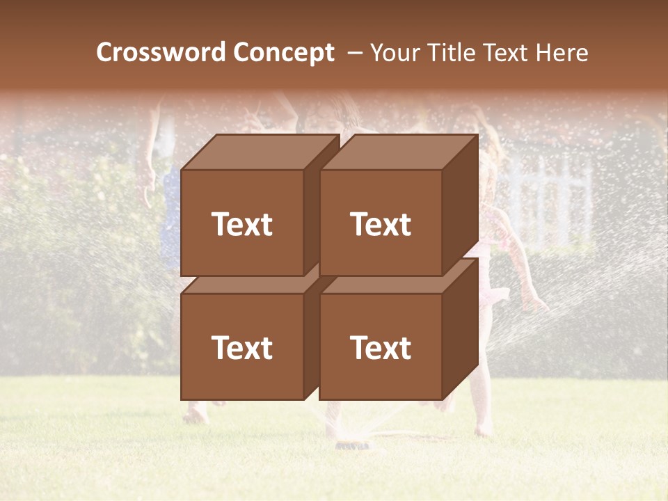 A Group Of Kids Playing In A Sprinkle Of Water PowerPoint Template