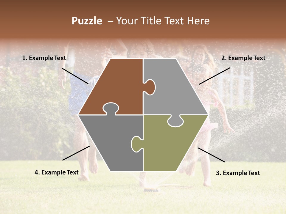 A Group Of Kids Playing In A Sprinkle Of Water PowerPoint Template