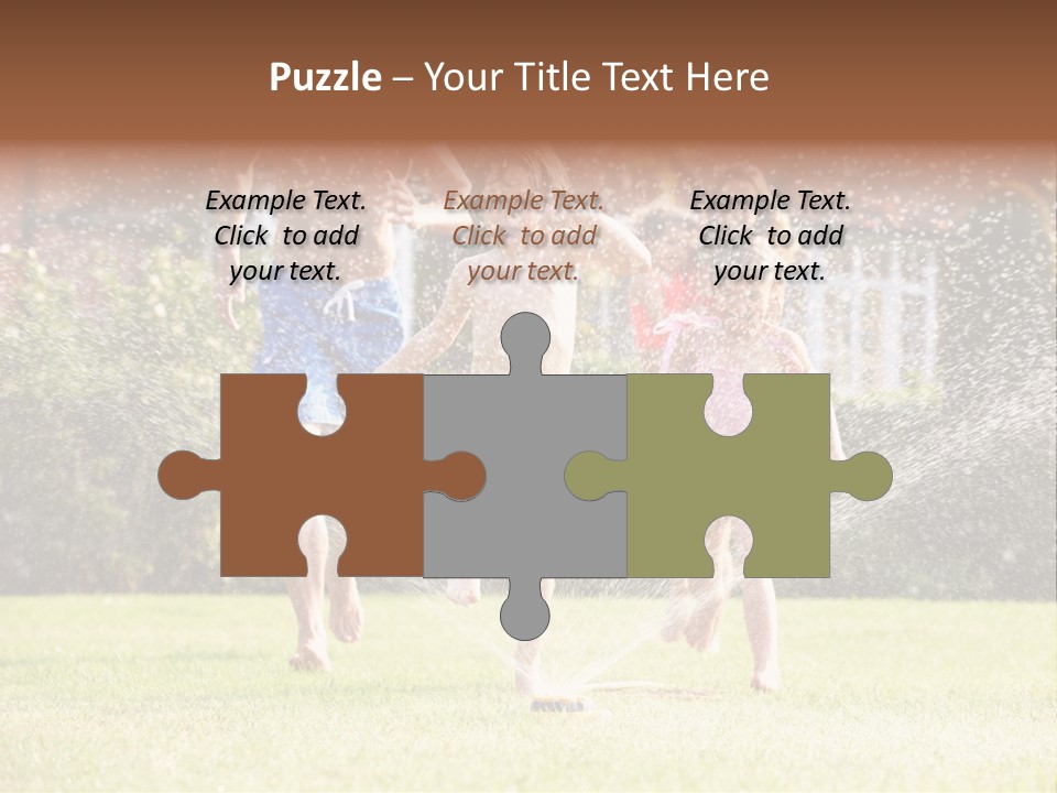 A Group Of Kids Playing In A Sprinkle Of Water PowerPoint Template