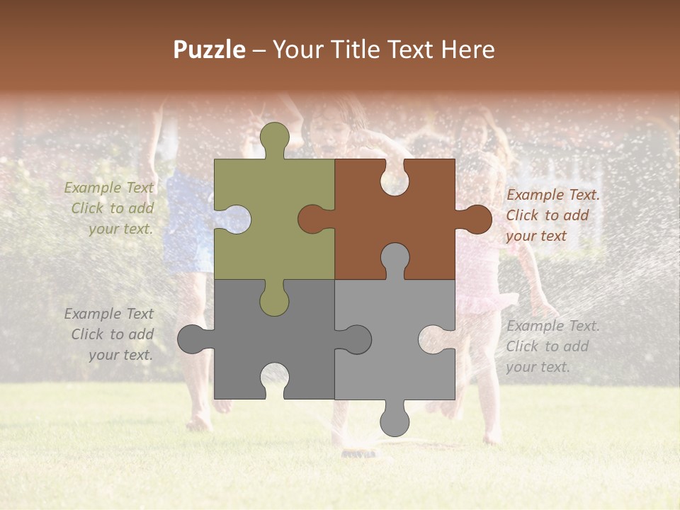 A Group Of Kids Playing In A Sprinkle Of Water PowerPoint Template