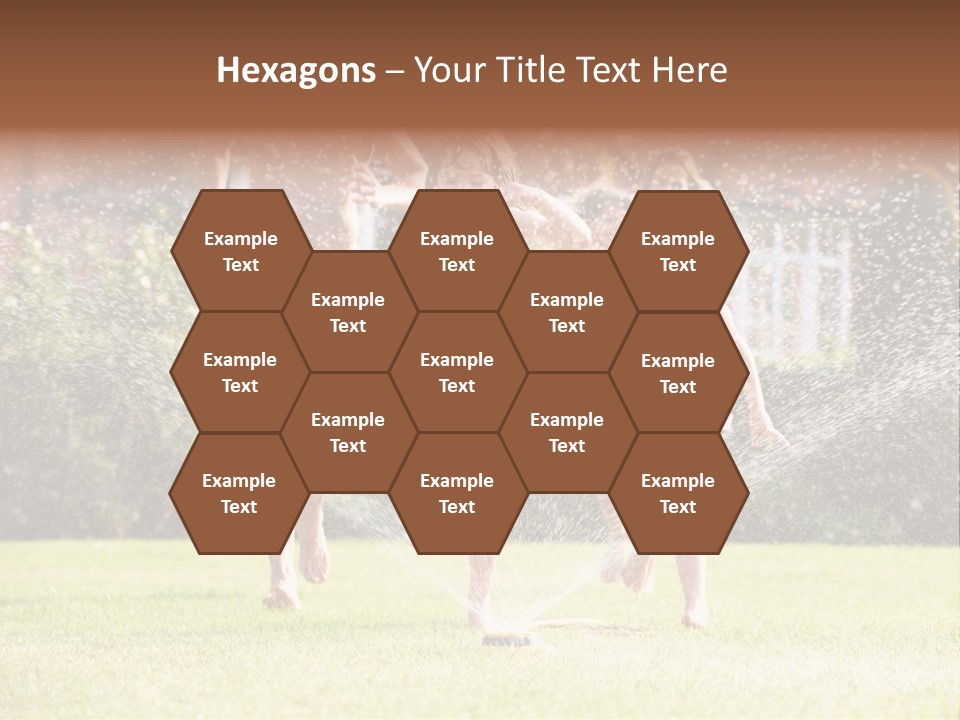 A Group Of Kids Playing In A Sprinkle Of Water PowerPoint Template