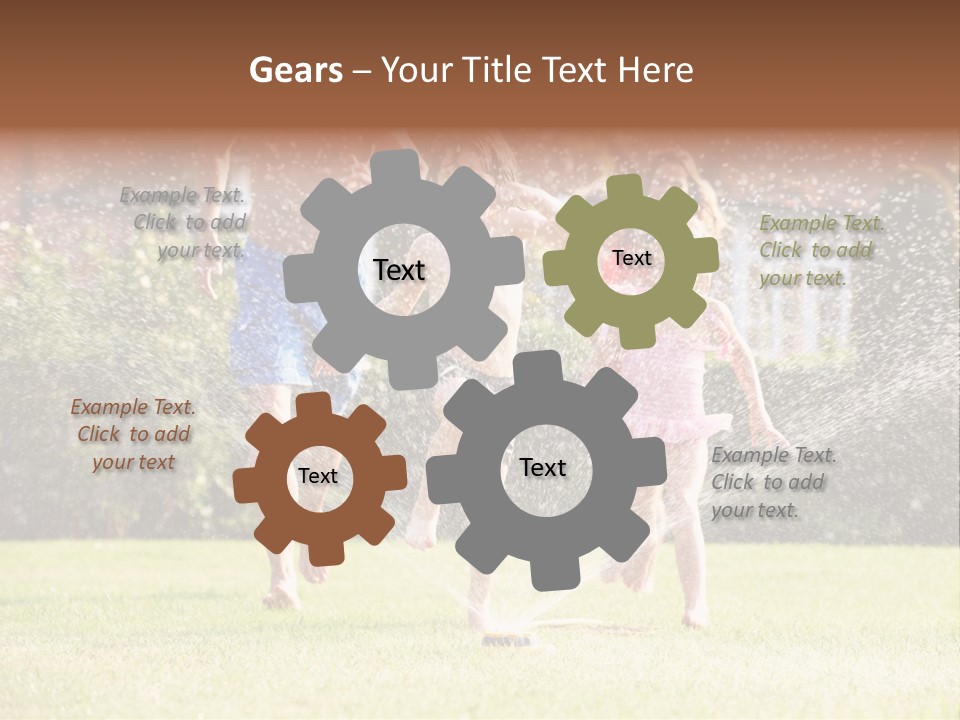 A Group Of Kids Playing In A Sprinkle Of Water PowerPoint Template