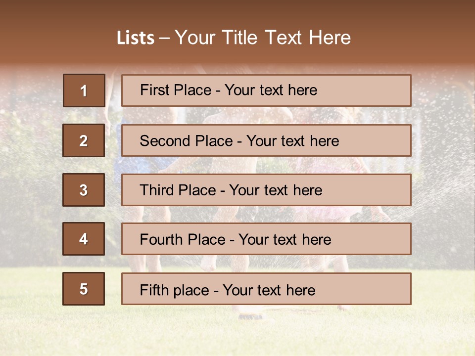 A Group Of Kids Playing In A Sprinkle Of Water PowerPoint Template