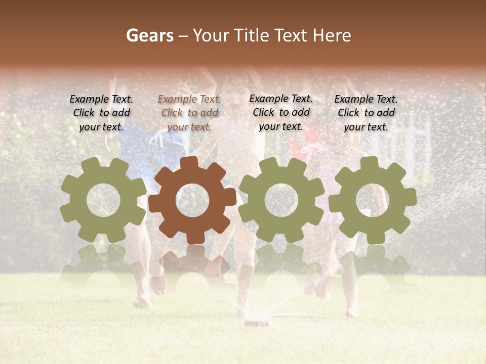 A Group Of Kids Playing In A Sprinkle Of Water PowerPoint Template