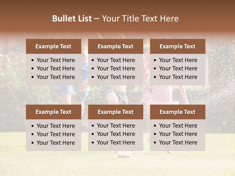 A Group Of Kids Playing In A Sprinkle Of Water PowerPoint Template