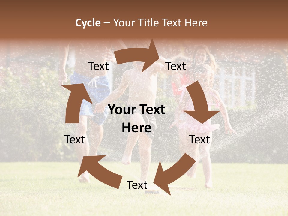 A Group Of Kids Playing In A Sprinkle Of Water PowerPoint Template
