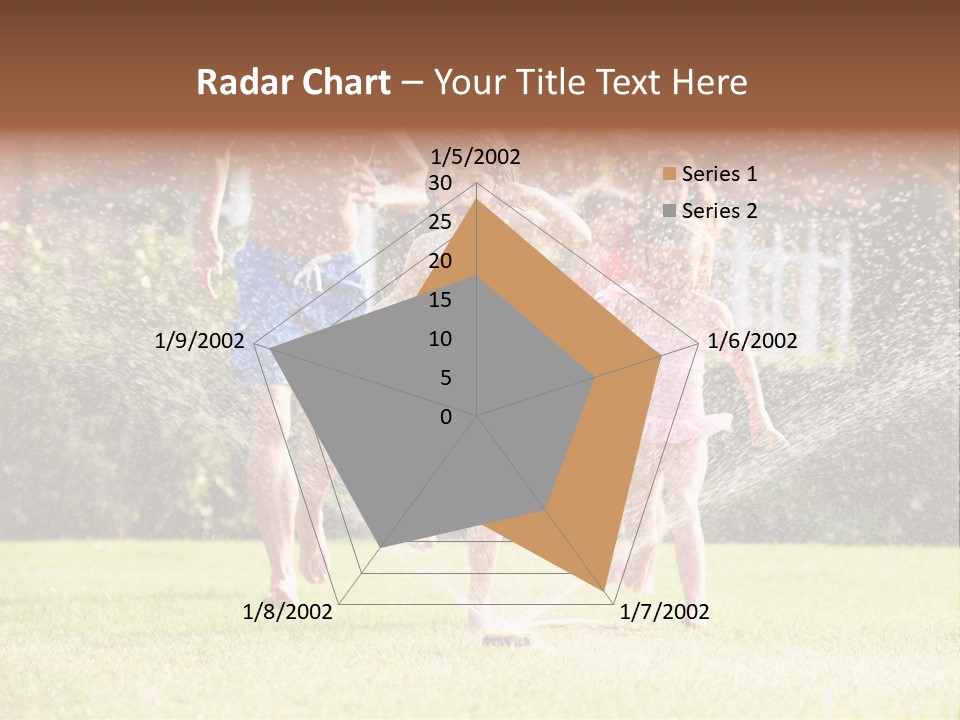 A Group Of Kids Playing In A Sprinkle Of Water PowerPoint Template