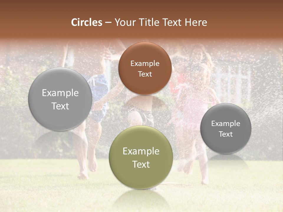 A Group Of Kids Playing In A Sprinkle Of Water PowerPoint Template