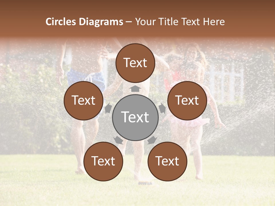 A Group Of Kids Playing In A Sprinkle Of Water PowerPoint Template
