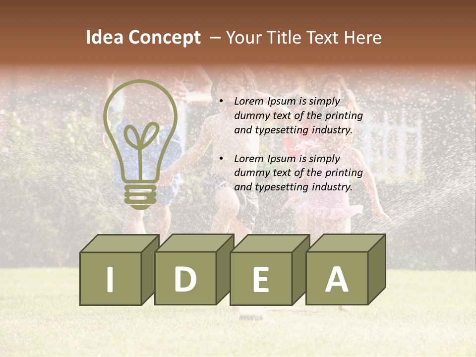 A Group Of Kids Playing In A Sprinkle Of Water PowerPoint Template