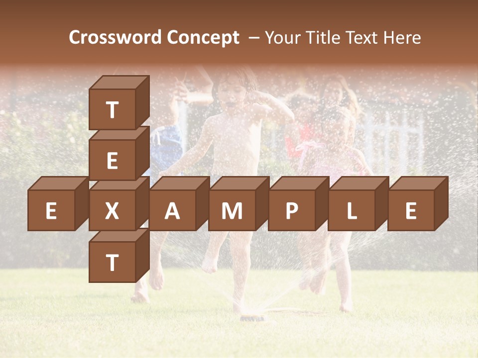 A Group Of Kids Playing In A Sprinkle Of Water PowerPoint Template