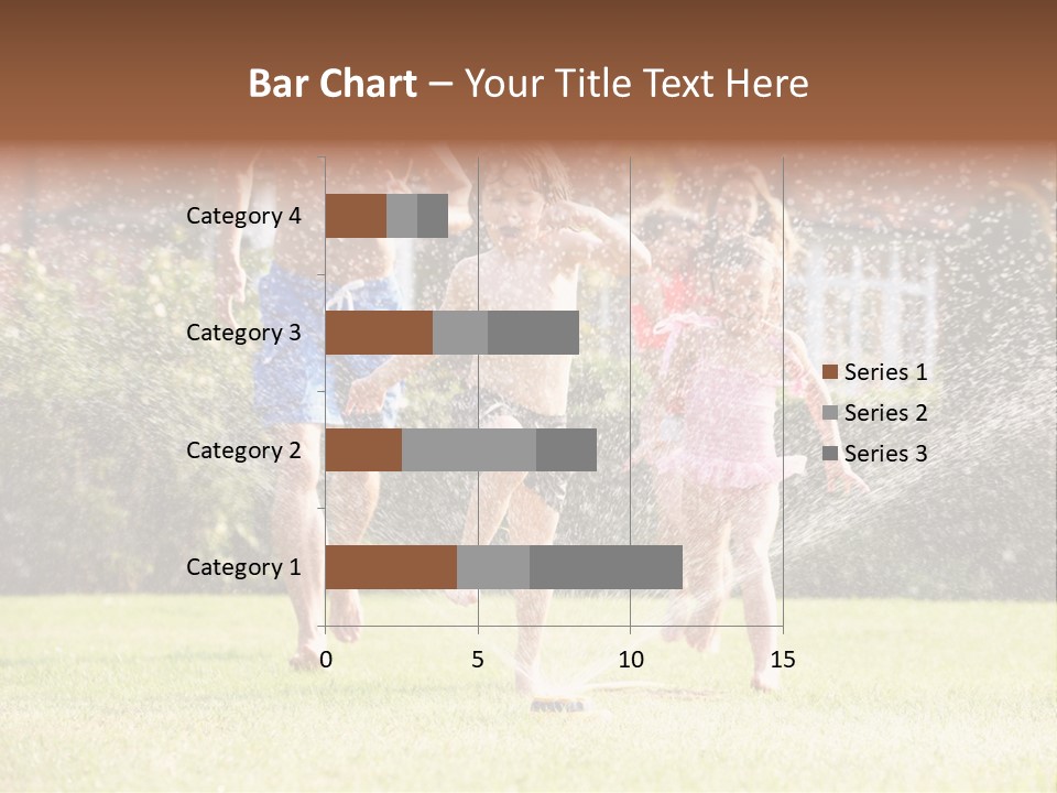 A Group Of Kids Playing In A Sprinkle Of Water PowerPoint Template