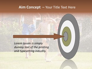 A Group Of Kids Playing In A Sprinkle Of Water PowerPoint Template