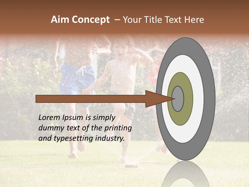 A Group Of Kids Playing In A Sprinkle Of Water PowerPoint Template
