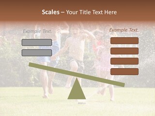 A Group Of Kids Playing In A Sprinkle Of Water PowerPoint Template