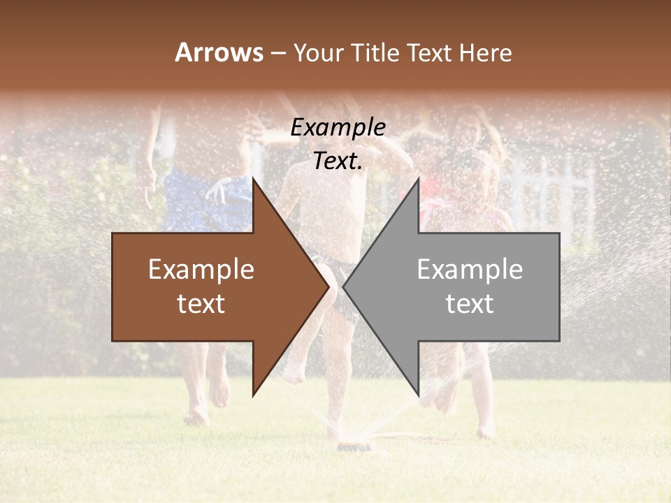 A Group Of Kids Playing In A Sprinkle Of Water PowerPoint Template