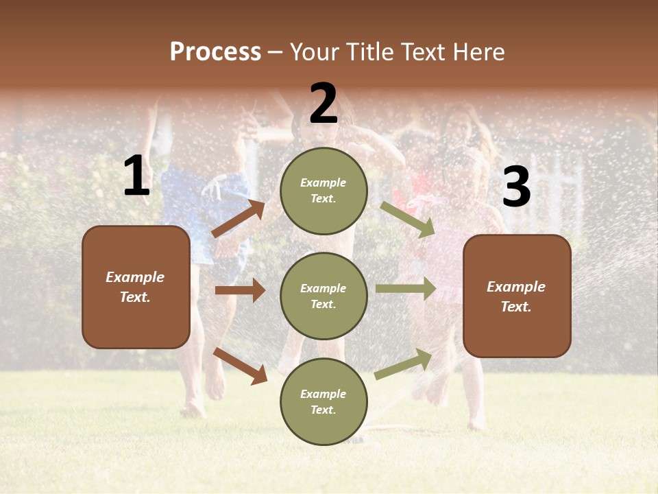 A Group Of Kids Playing In A Sprinkle Of Water PowerPoint Template