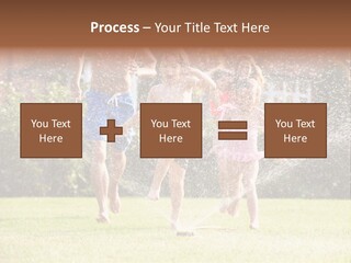 A Group Of Kids Playing In A Sprinkle Of Water PowerPoint Template