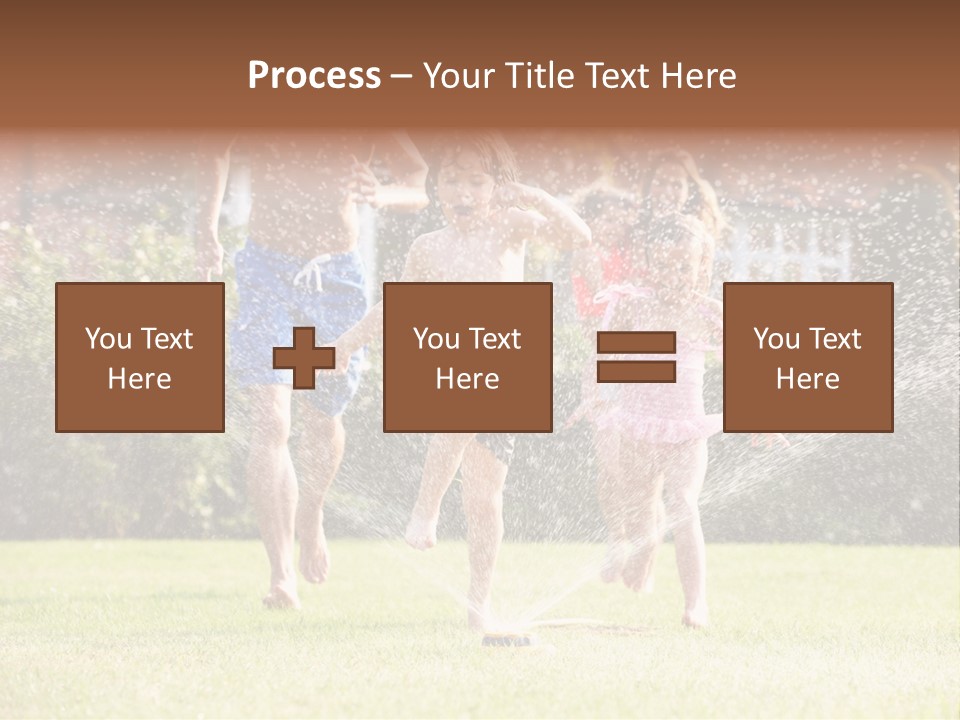 A Group Of Kids Playing In A Sprinkle Of Water PowerPoint Template
