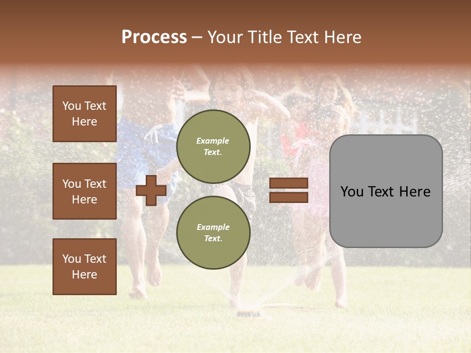 A Group Of Kids Playing In A Sprinkle Of Water PowerPoint Template