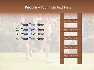 A Group Of Kids Playing In A Sprinkle Of Water PowerPoint Template