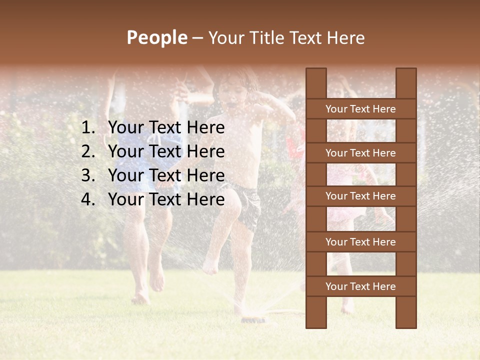 A Group Of Kids Playing In A Sprinkle Of Water PowerPoint Template