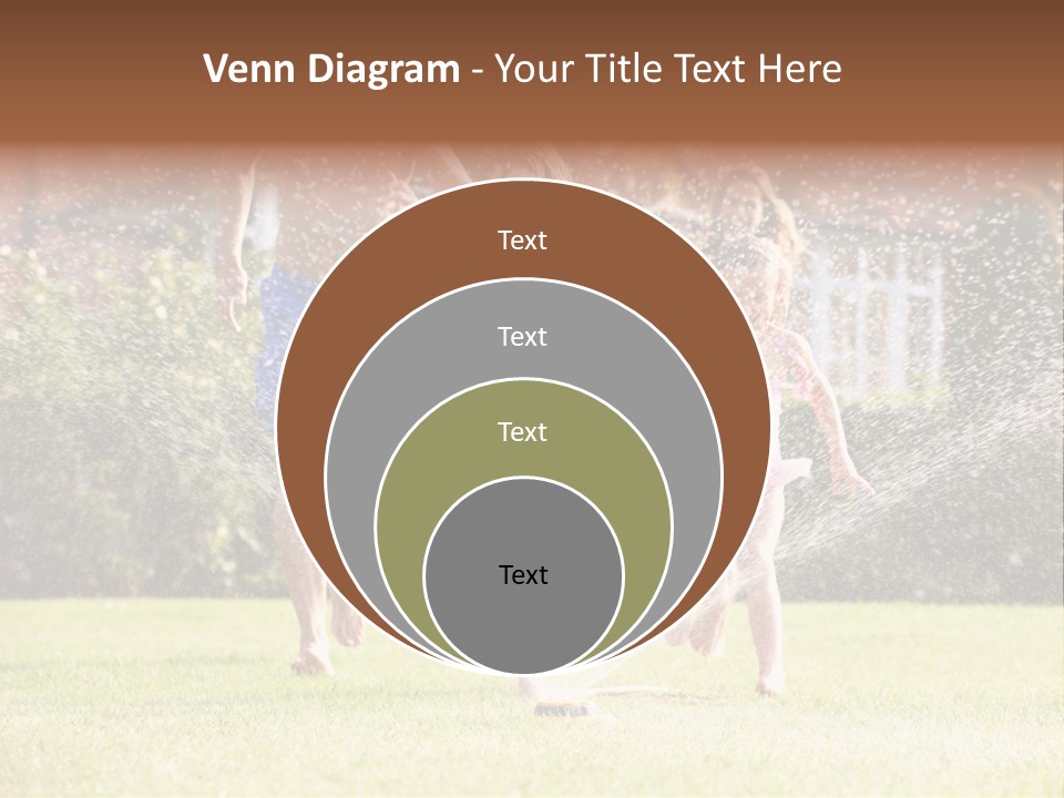 A Group Of Kids Playing In A Sprinkle Of Water PowerPoint Template