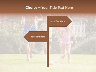 A Group Of Kids Playing In A Sprinkle Of Water PowerPoint Template