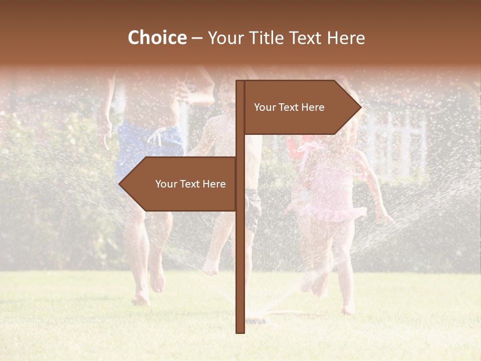 A Group Of Kids Playing In A Sprinkle Of Water PowerPoint Template