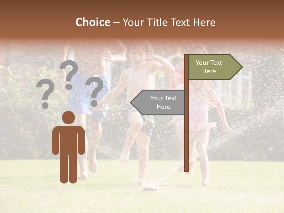A Group Of Kids Playing In A Sprinkle Of Water PowerPoint Template