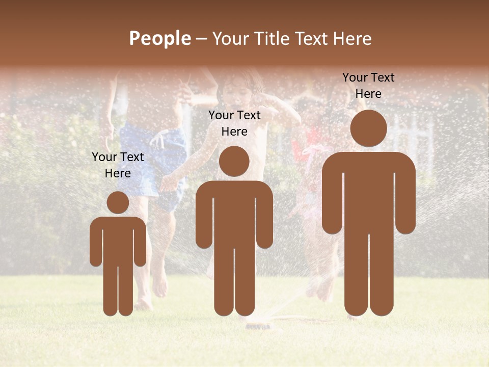 A Group Of Kids Playing In A Sprinkle Of Water PowerPoint Template