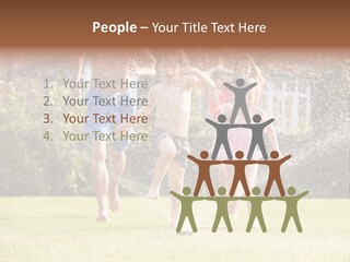 A Group Of Kids Playing In A Sprinkle Of Water PowerPoint Template