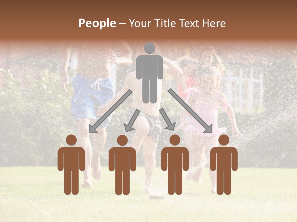A Group Of Kids Playing In A Sprinkle Of Water PowerPoint Template