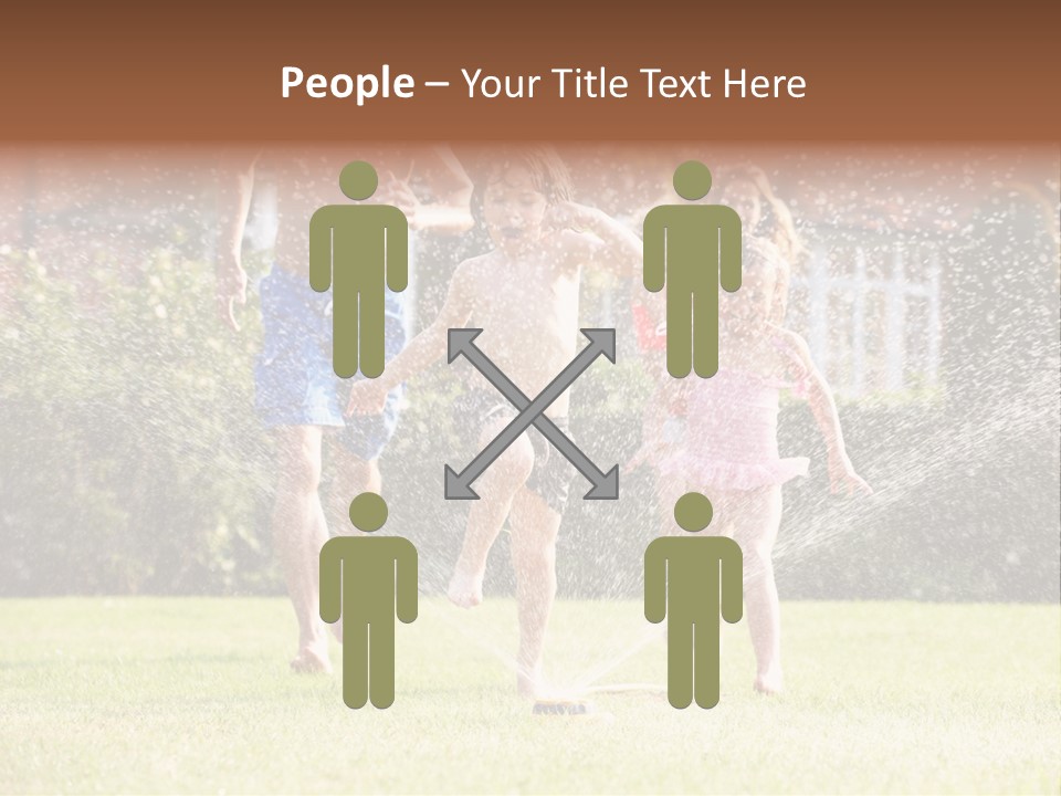 A Group Of Kids Playing In A Sprinkle Of Water PowerPoint Template