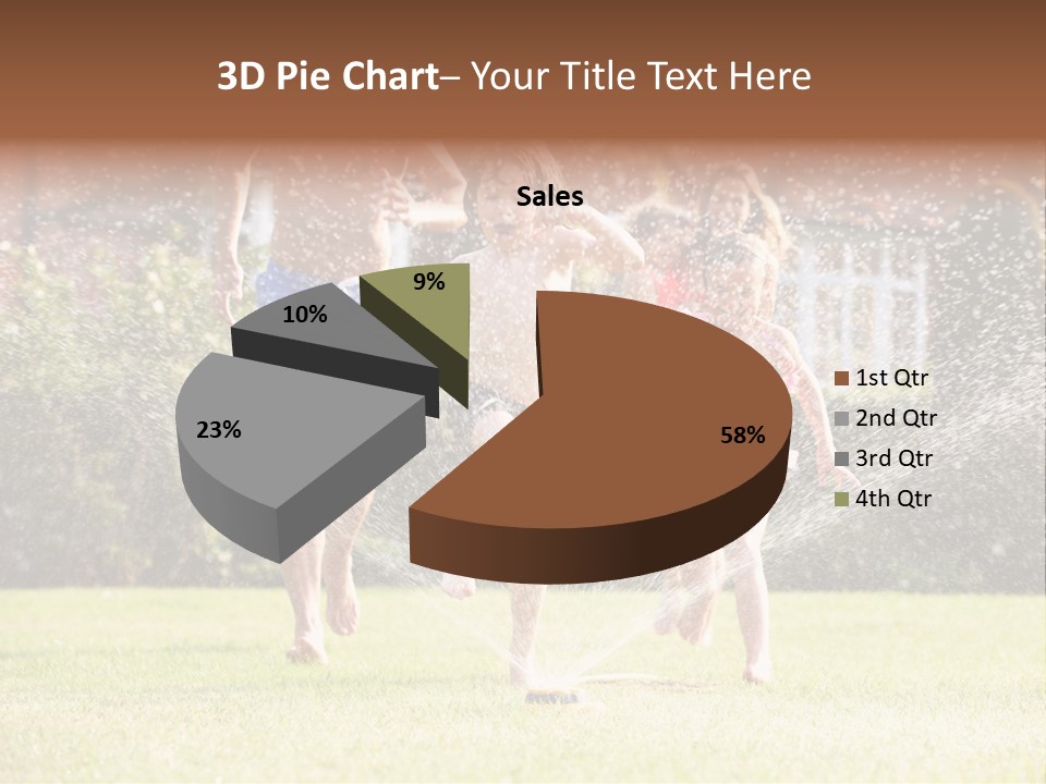 A Group Of Kids Playing In A Sprinkle Of Water PowerPoint Template