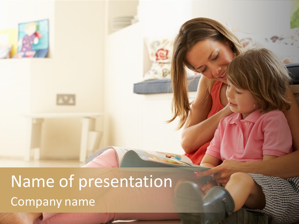 A Woman Reading A Book To A Little Girl PowerPoint Template