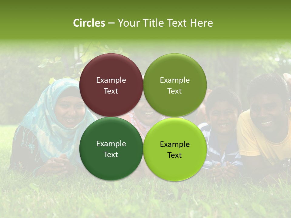 A Group Of People Laying On Top Of A Lush Green Field PowerPoint Template