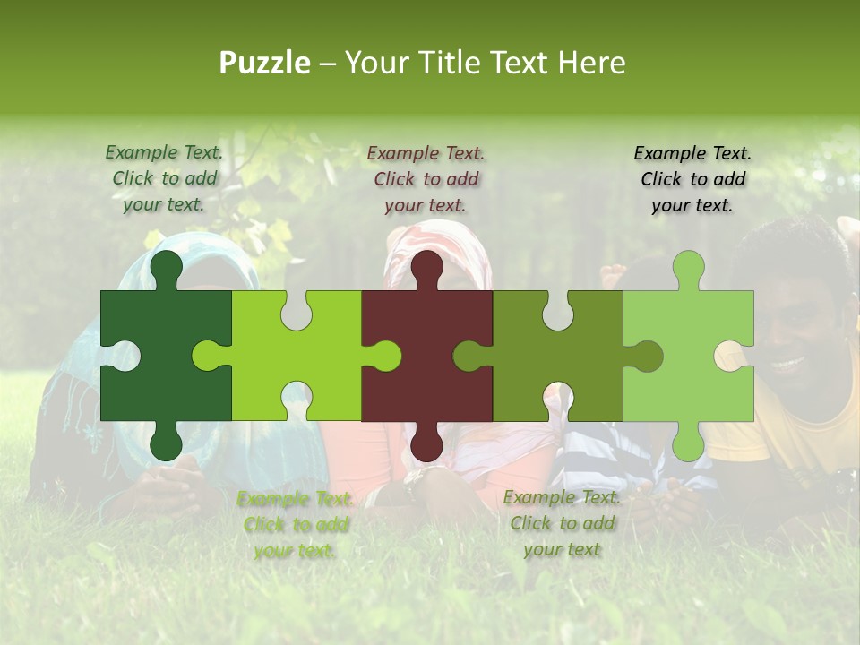 A Group Of People Laying On Top Of A Lush Green Field PowerPoint Template
