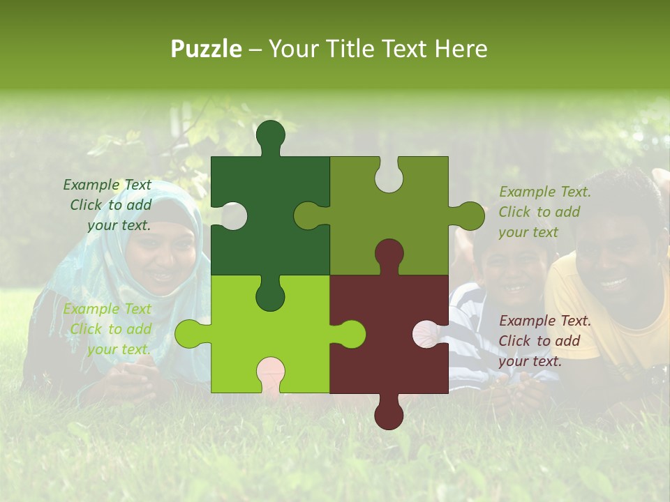 A Group Of People Laying On Top Of A Lush Green Field PowerPoint Template