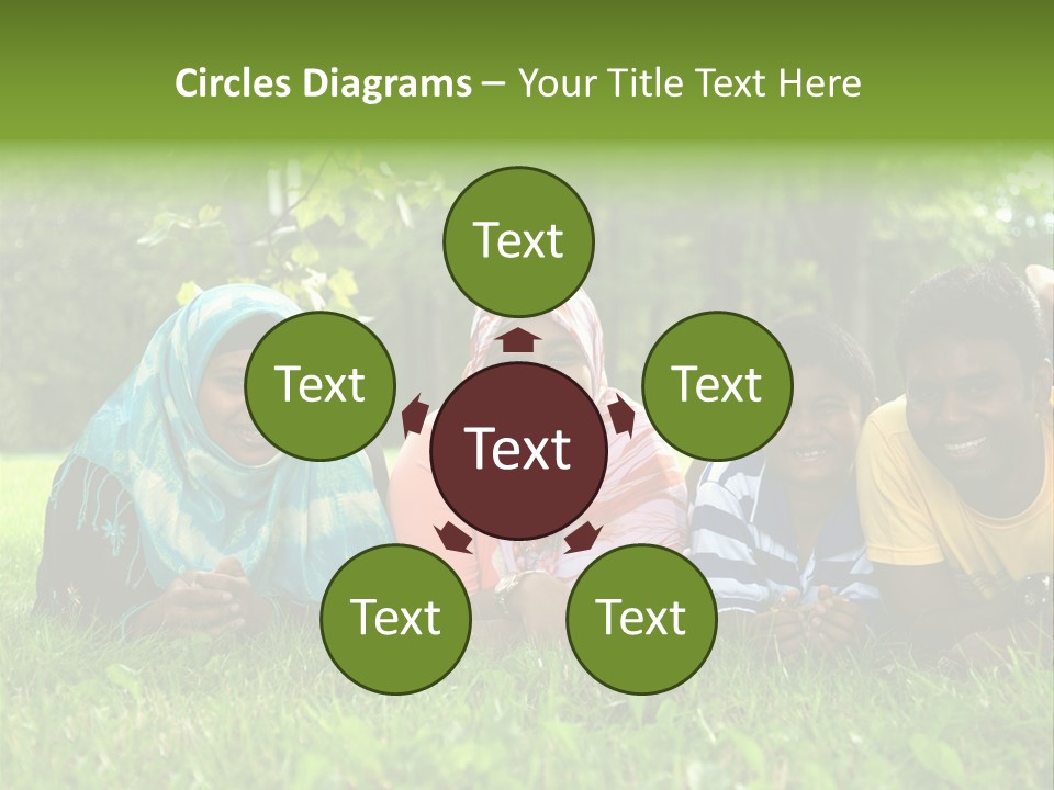 A Group Of People Laying On Top Of A Lush Green Field PowerPoint Template