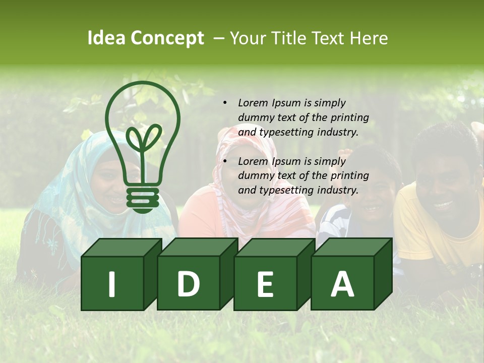 A Group Of People Laying On Top Of A Lush Green Field PowerPoint Template