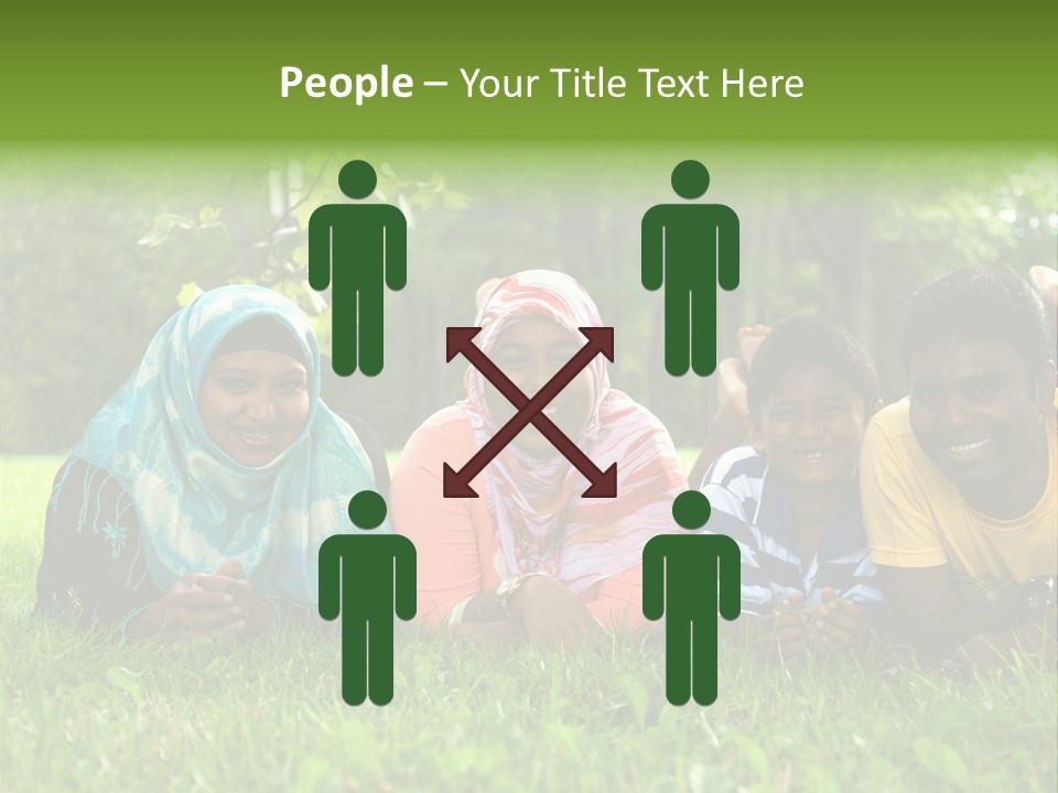 A Group Of People Laying On Top Of A Lush Green Field PowerPoint Template
